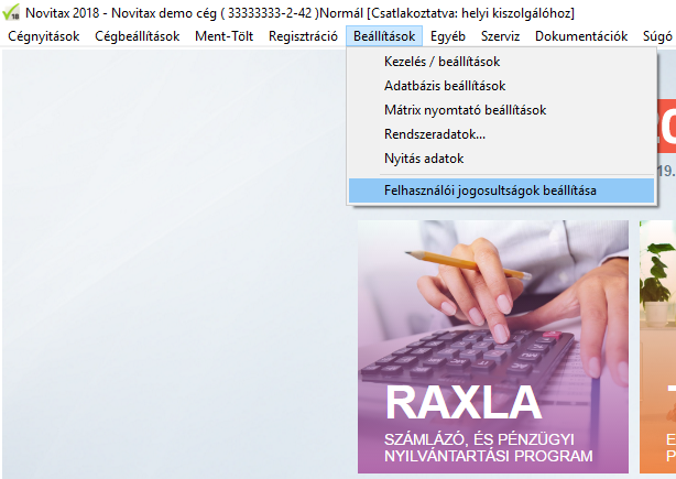 Felhaszn l i Jogosults gok Be ll t sa Novitax gyviteli s K nyvel 