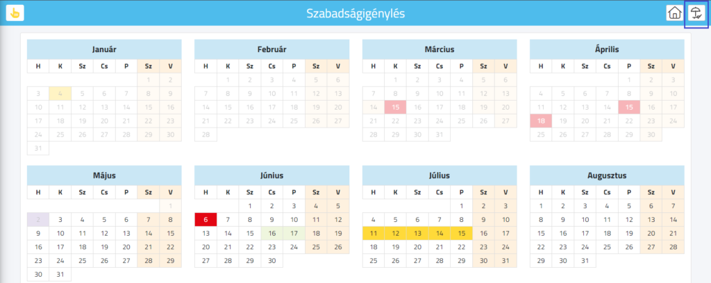 Távollétek megjelenítése a szabadságigénylés felületen