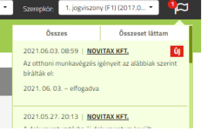 Értesítés a webber felületen
