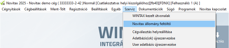 Novitax állomány feltöltő