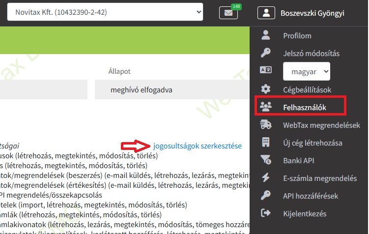 Jogosultságok szerkesztése