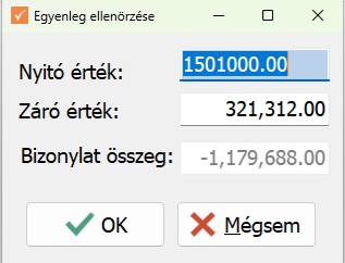 Egyenleg ellenőrzés nyitó záró