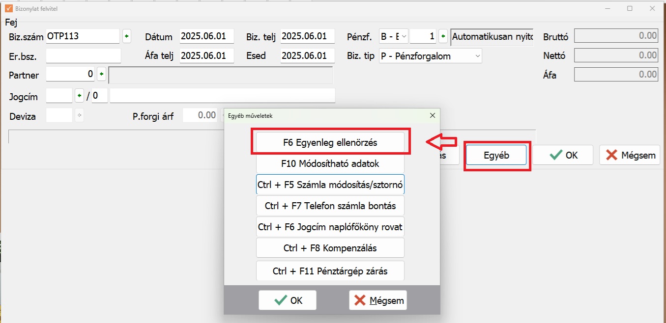 Egyenleg ellenőrzés