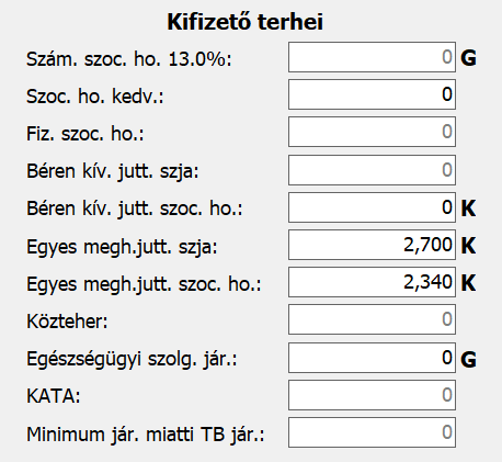 Egyes meghatározott juttatások szja és szocho összege