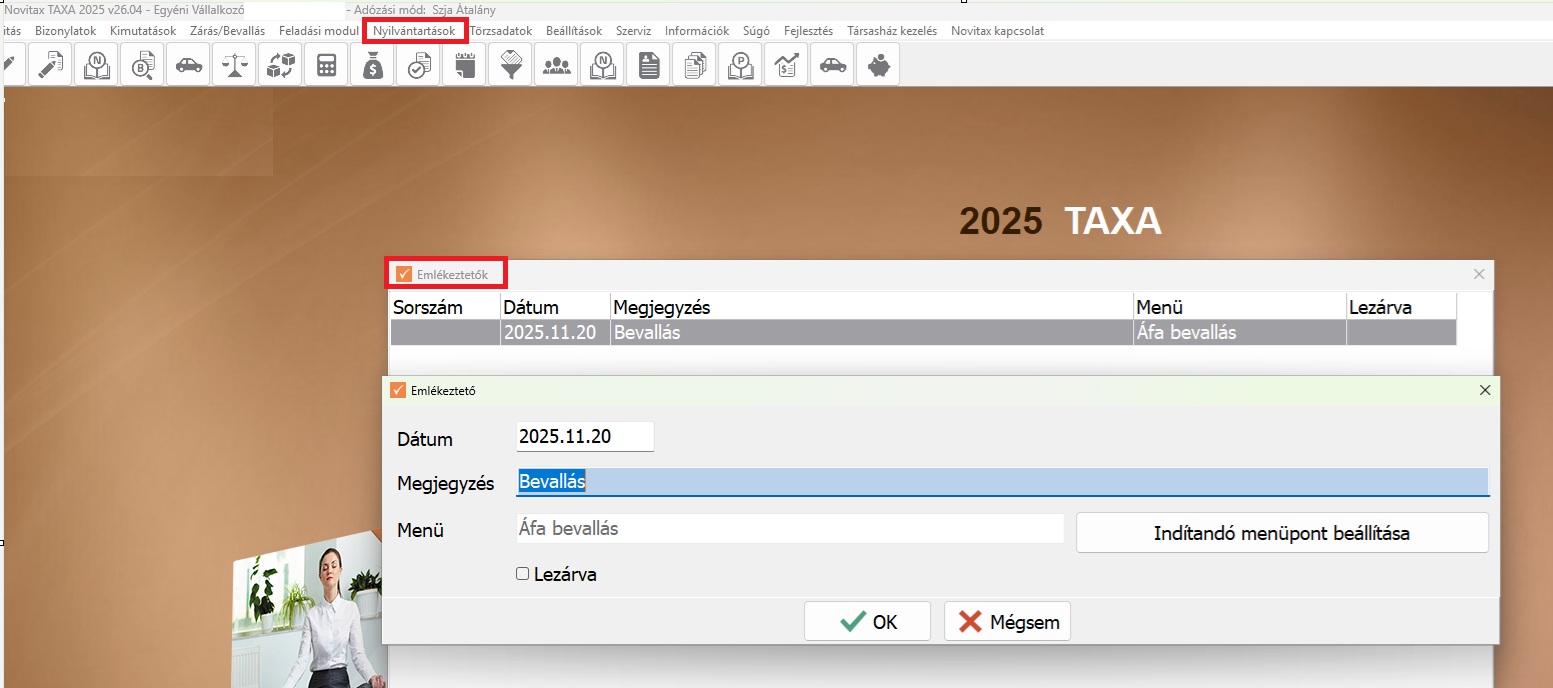 Nyilvántartások Emlékeztetők