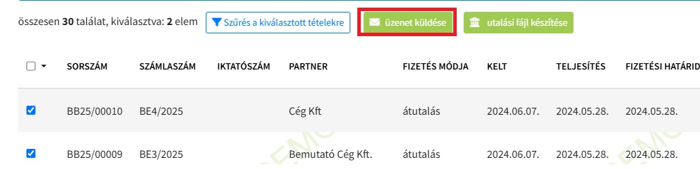 Bizonylatok kijelölése
