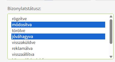 Bizonylat státusz szűrés
