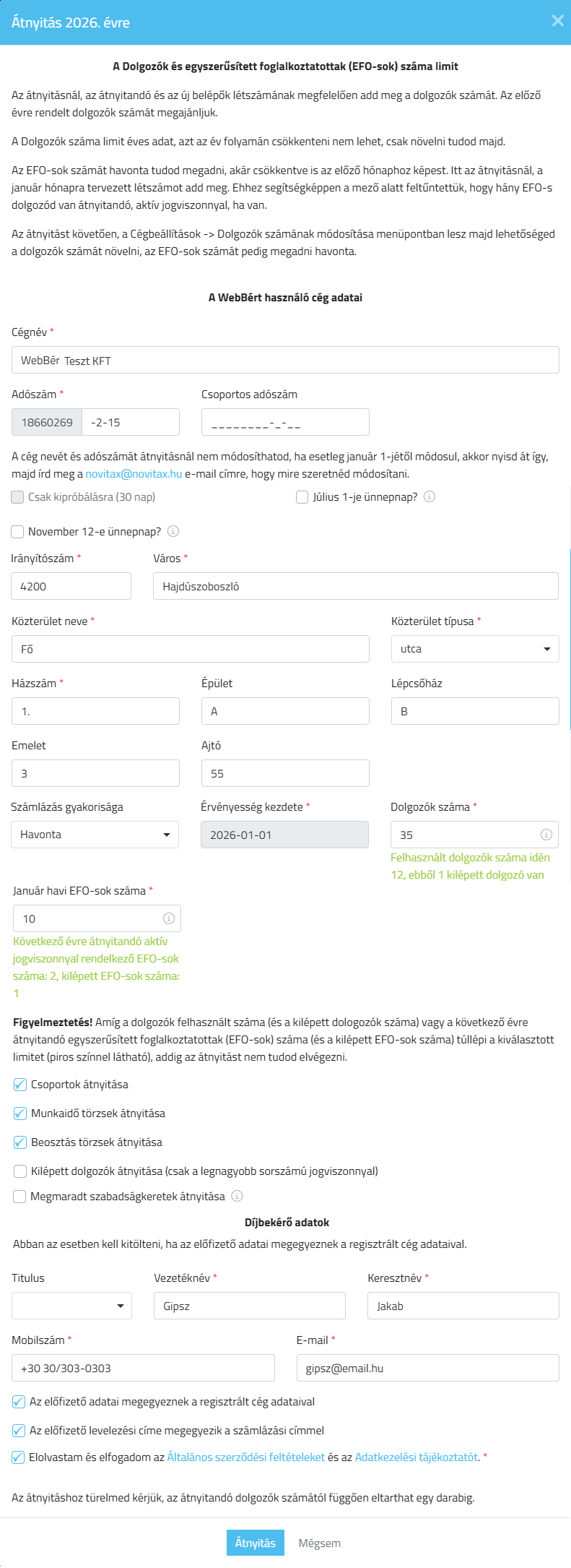 WebBér rendszer nyitása 2026-ra
