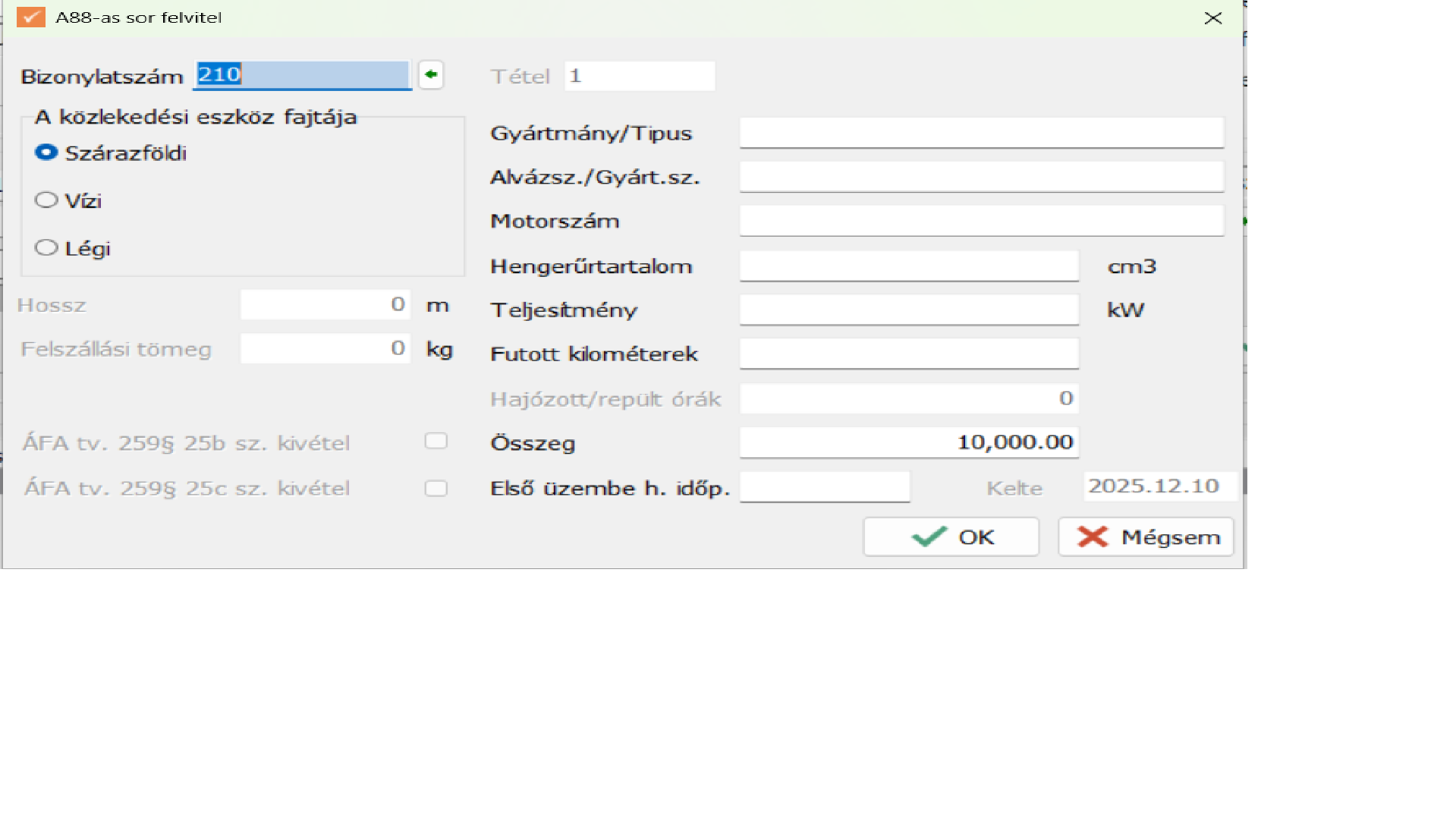 A88 adatszolgáltatás