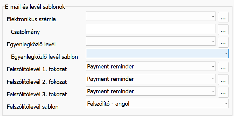 Sablon beállítása partnerenként