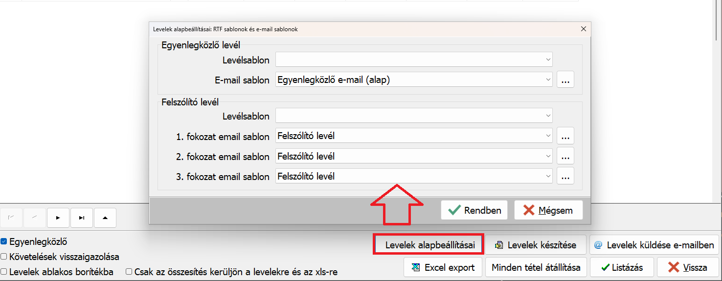 Alapértelmezett sablon beállítása