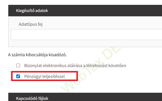 Pénzügyi teljesítés jelölése