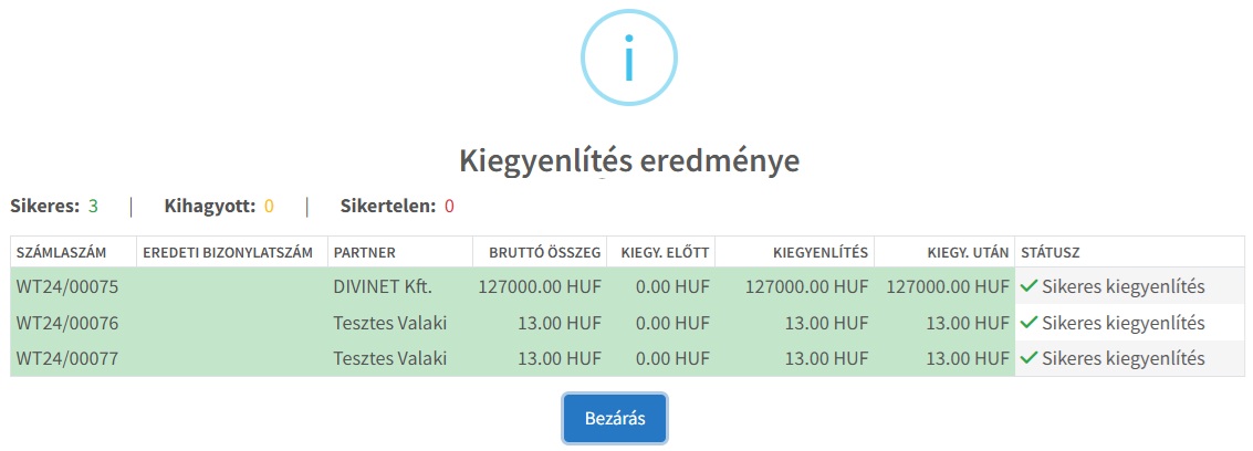 Többes kiegyenlítés infó