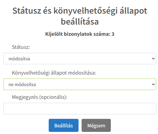 Státusz tömeges állítása