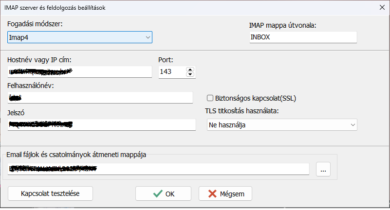 IMAP szerver beállítása