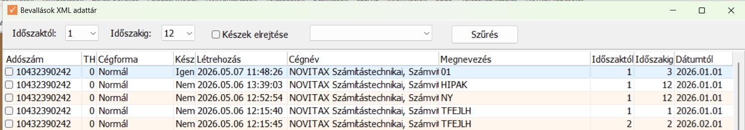 XML adattár