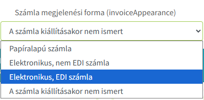 Számla megjelenési formája