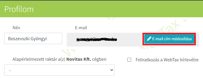 E-mail cím módosítása