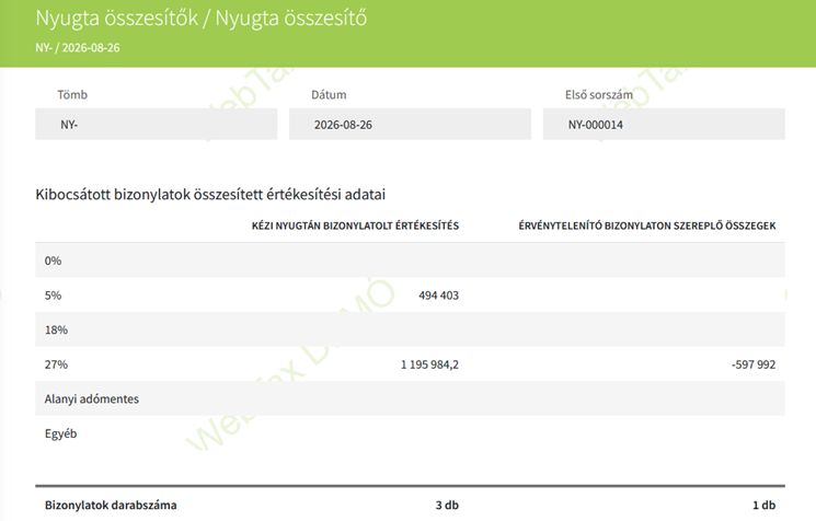 Nyugta összesítő