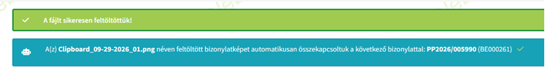 Automatikusa számlakép-bizonylat kapcsolás